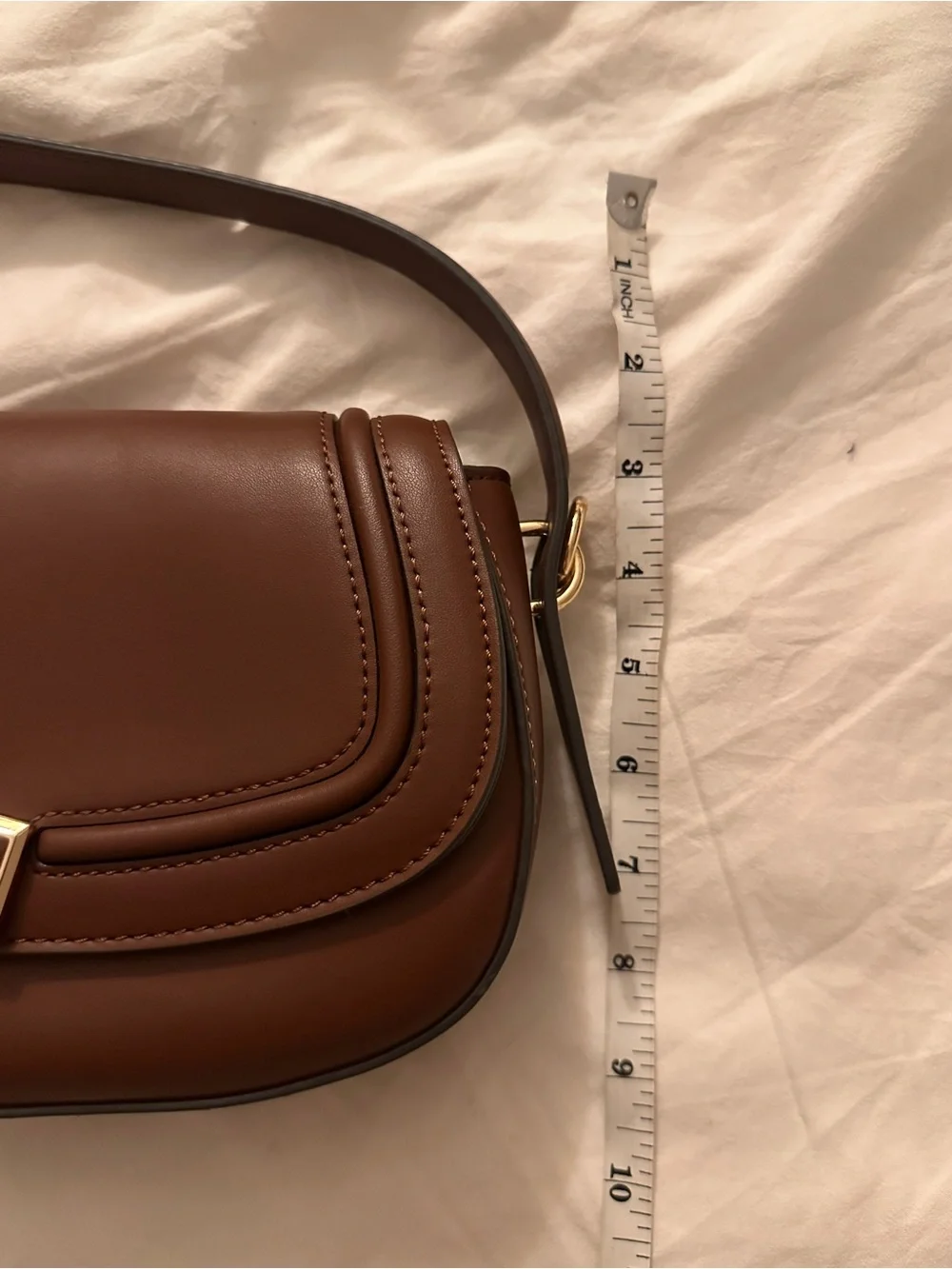 Nine West Brown Leather Top-Handle Clutch with Gold Lock